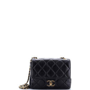Chanel Mini Chain Woven CC Square Accordion Flap Bag Quilted Lambskin